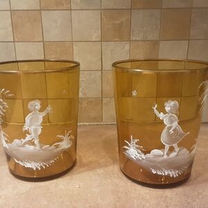 Vintage etched Vases Westmoreland Glass Company